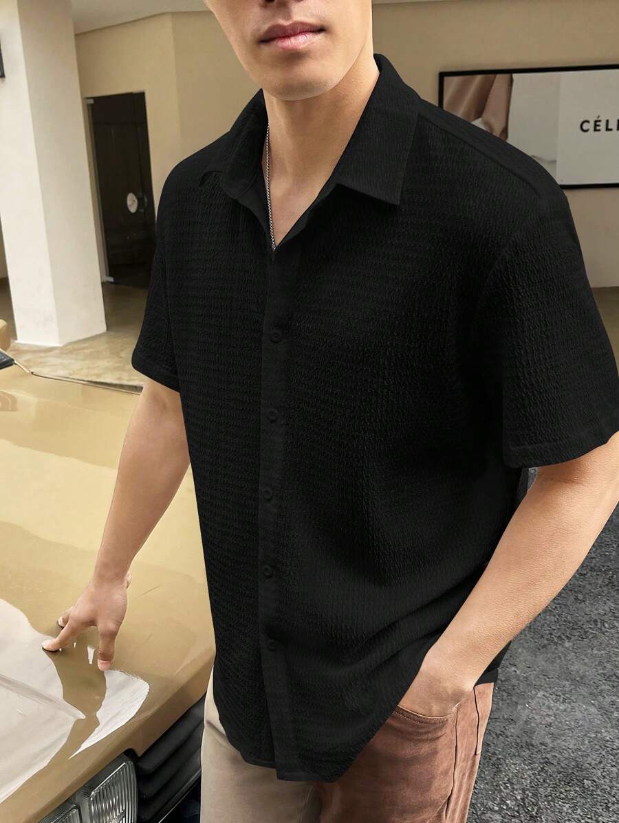 Chemise boutonnée à épaules tombantes coupe régulière pour homme