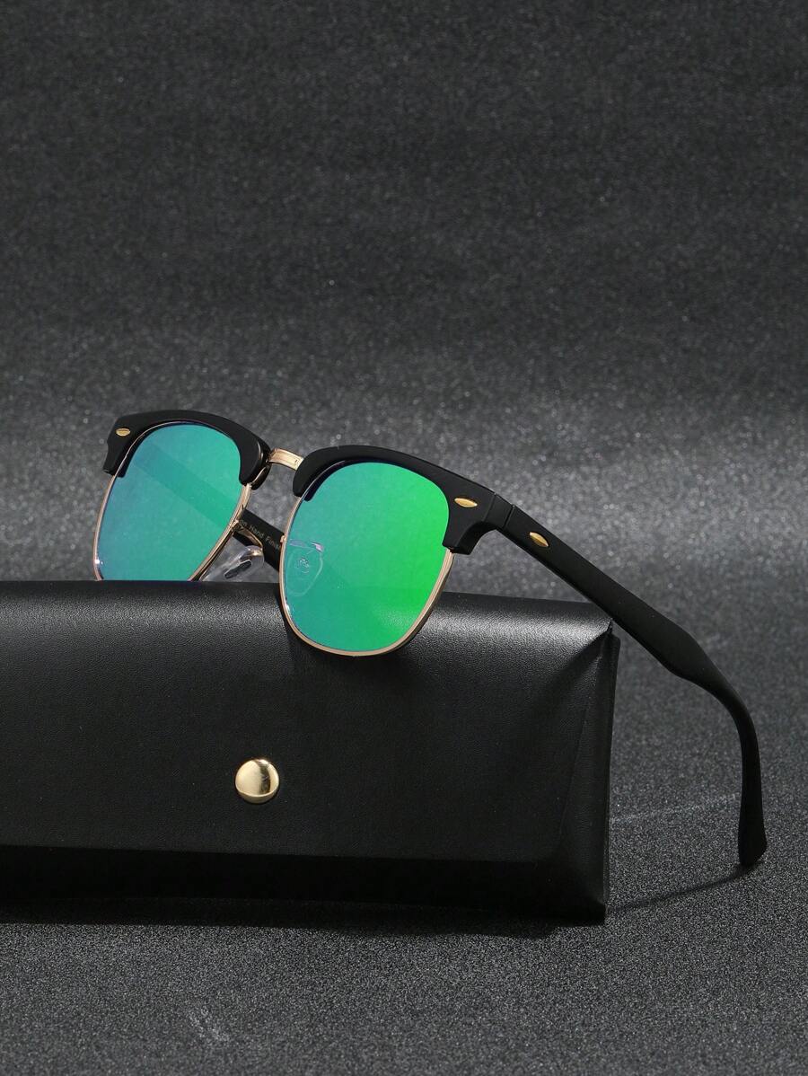 Lunettes de soleil à monture métallique avec verres réfléchissants dégradés