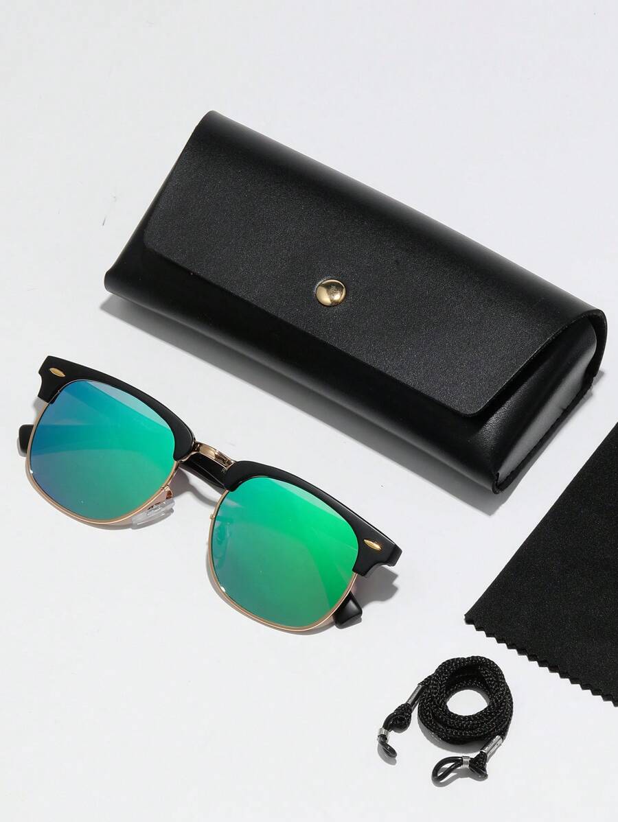 Lunettes de soleil à monture métallique avec verres réfléchissants dégradés