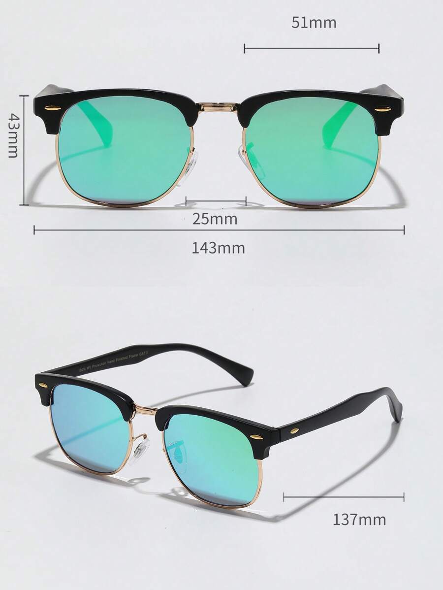 Lunettes de soleil à monture métallique avec verres réfléchissants dégradés