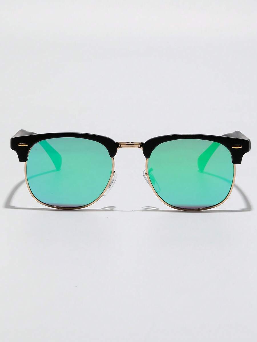 Lunettes de soleil à monture métallique avec verres réfléchissants dégradés