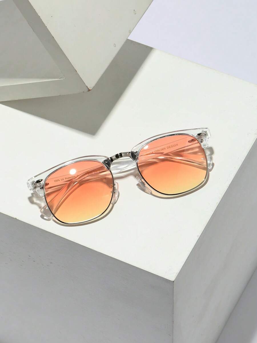 Lunettes de soleil à monture métallique avec verres réfléchissants dégradés