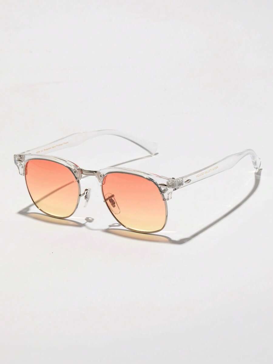 Lunettes de soleil à monture métallique avec verres réfléchissants dégradés