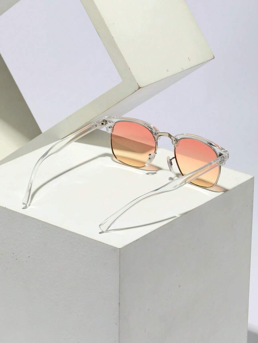 Lunettes de soleil à monture métallique avec verres réfléchissants dégradés