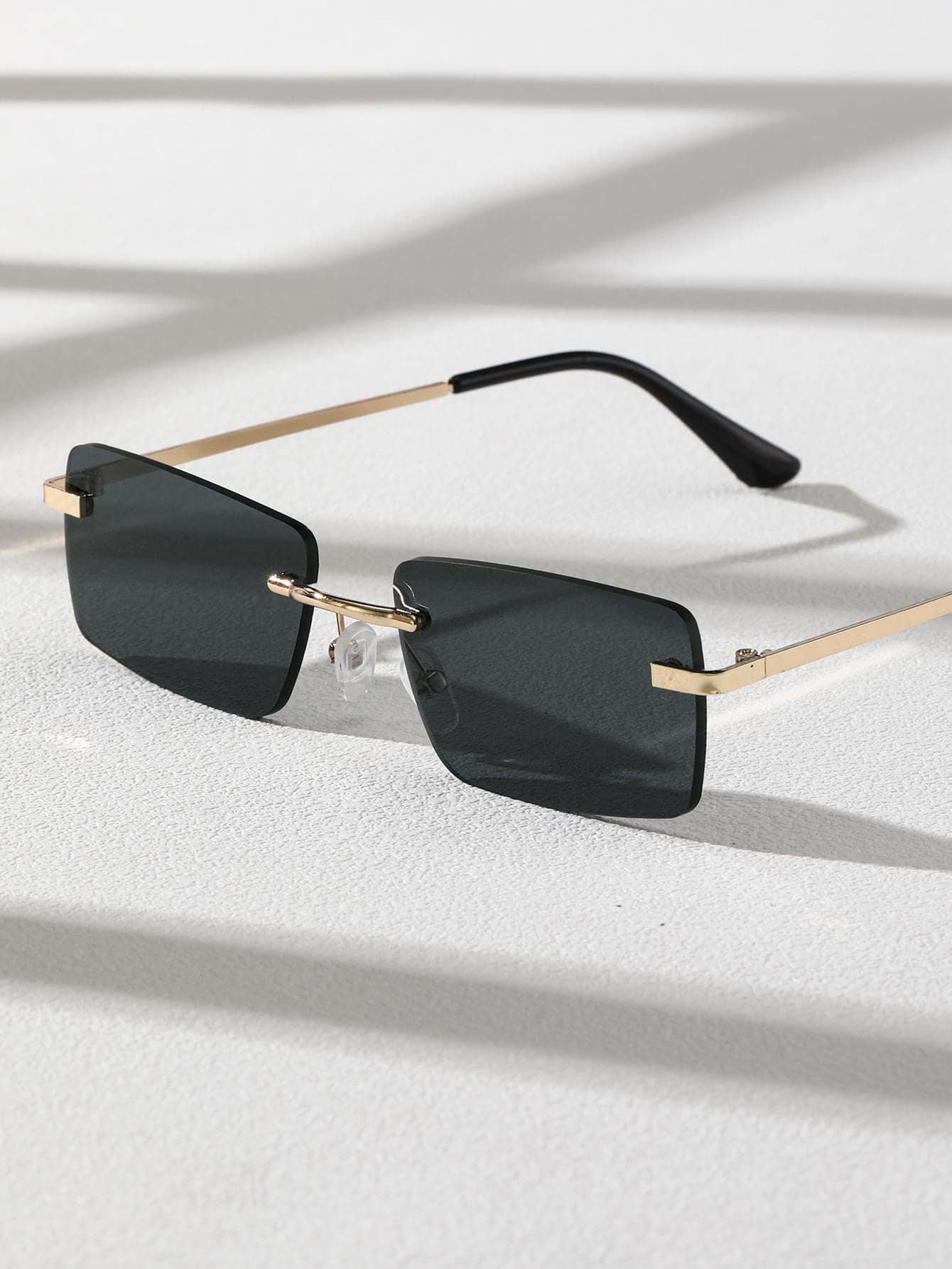 Lunettes de soleil rétro carrées sans monture pour hommes