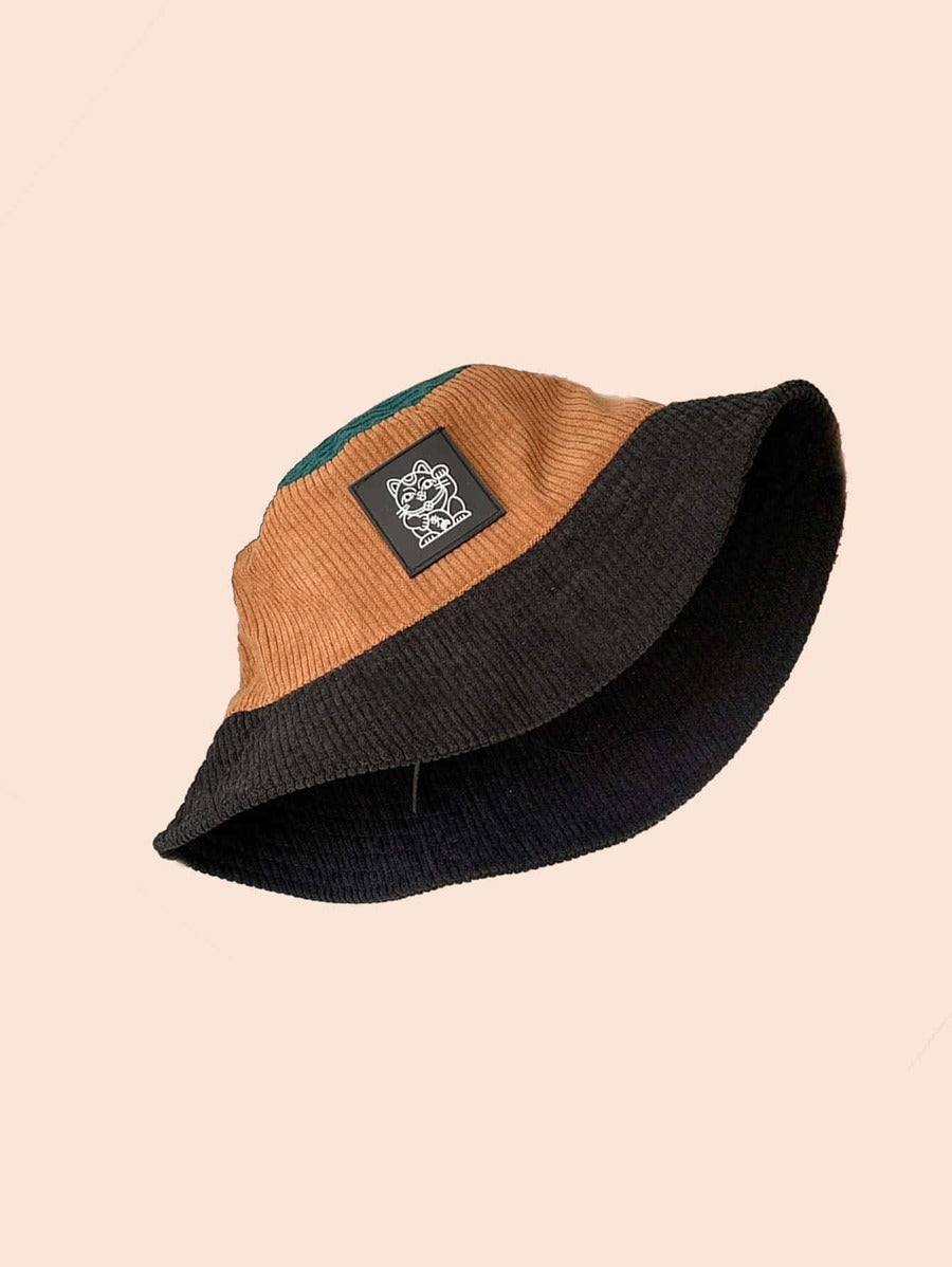 Chapeaux bobs à patchs chat et blocs de couleurs – Vêtements de soleil d'extérieur