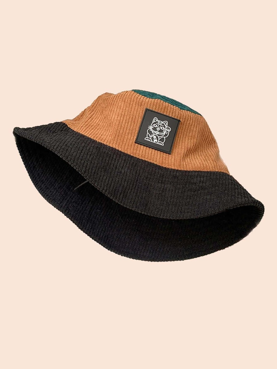 Chapeaux bobs à patchs chat et blocs de couleurs – Vêtements de soleil d'extérieur