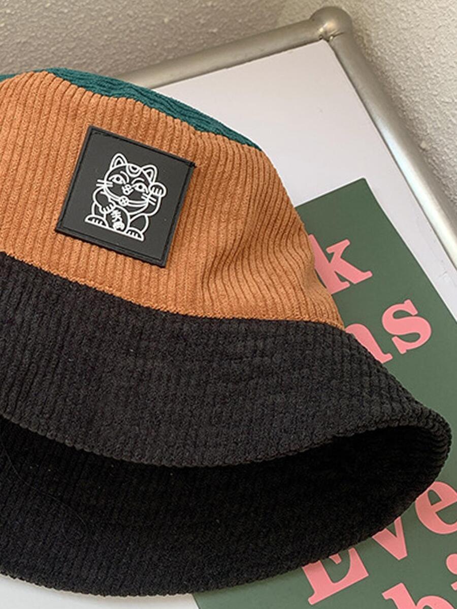 Chapeaux bobs à patchs chat et blocs de couleurs – Vêtements de soleil d'extérieur