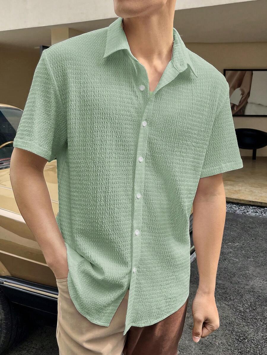 Chemise boutonnée à épaules tombantes coupe régulière pour homme