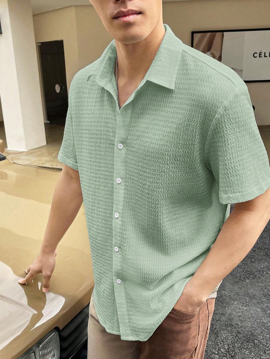 Chemise boutonnée à épaules tombantes coupe régulière pour homme
