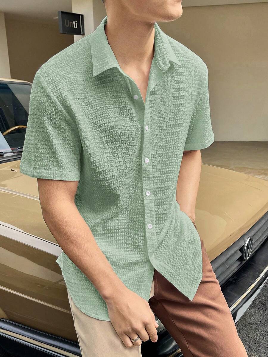 Chemise boutonnée à épaules tombantes coupe régulière pour homme