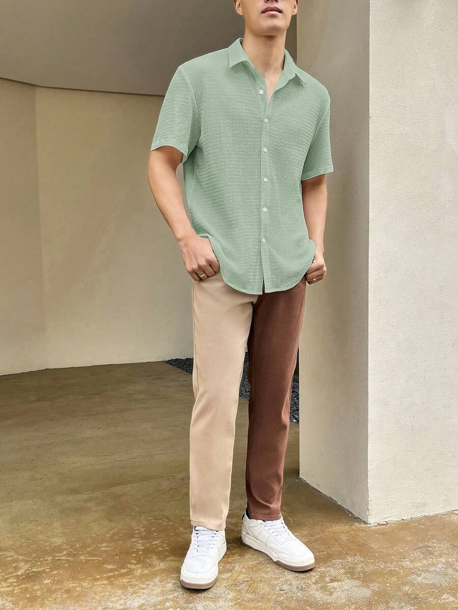 Chemise boutonnée à épaules tombantes coupe régulière pour homme