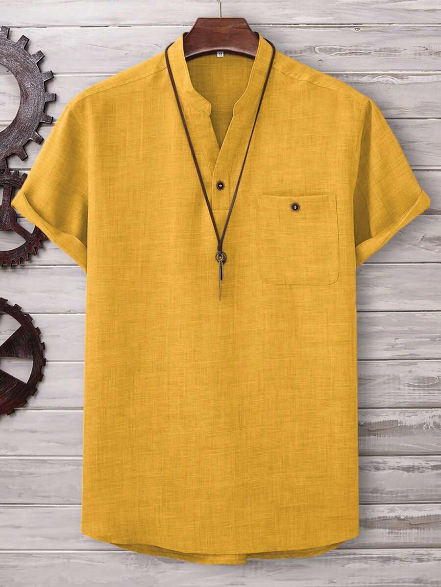 Chemise ample en lin avec poche – Streetwear léger pour homme