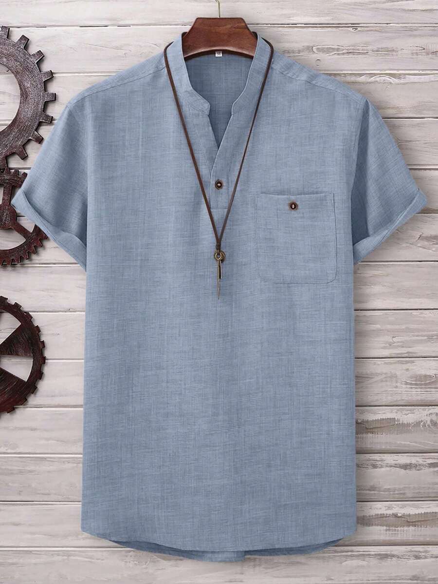 Chemise ample en lin avec poche – Streetwear léger pour homme