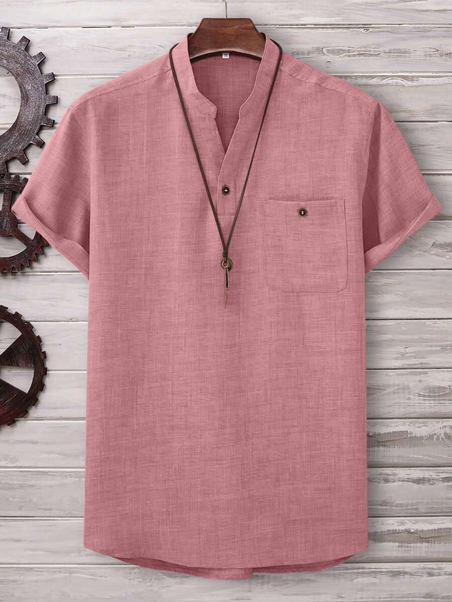 Chemise ample en lin avec poche – Streetwear léger pour homme