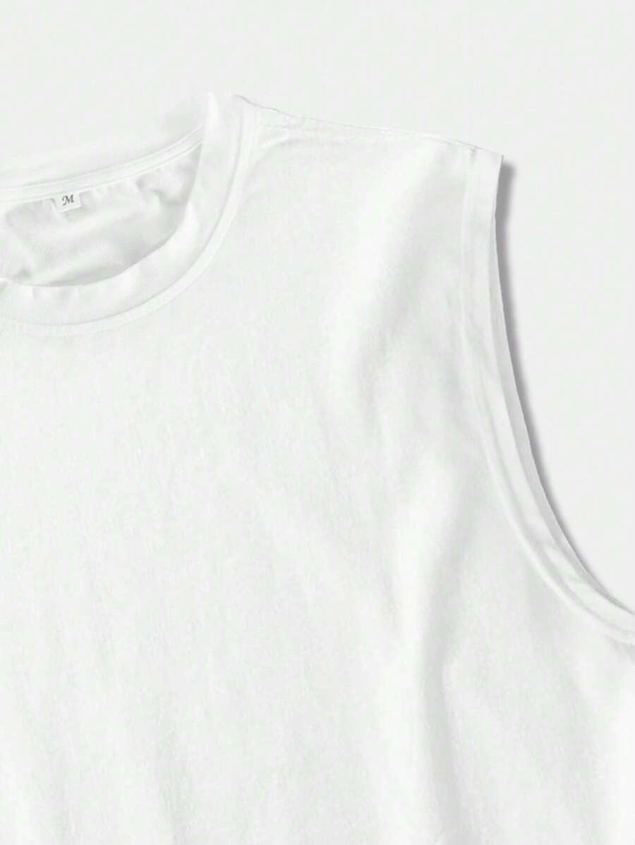 Chemise sans manches à col rond de couleur unie pour homme