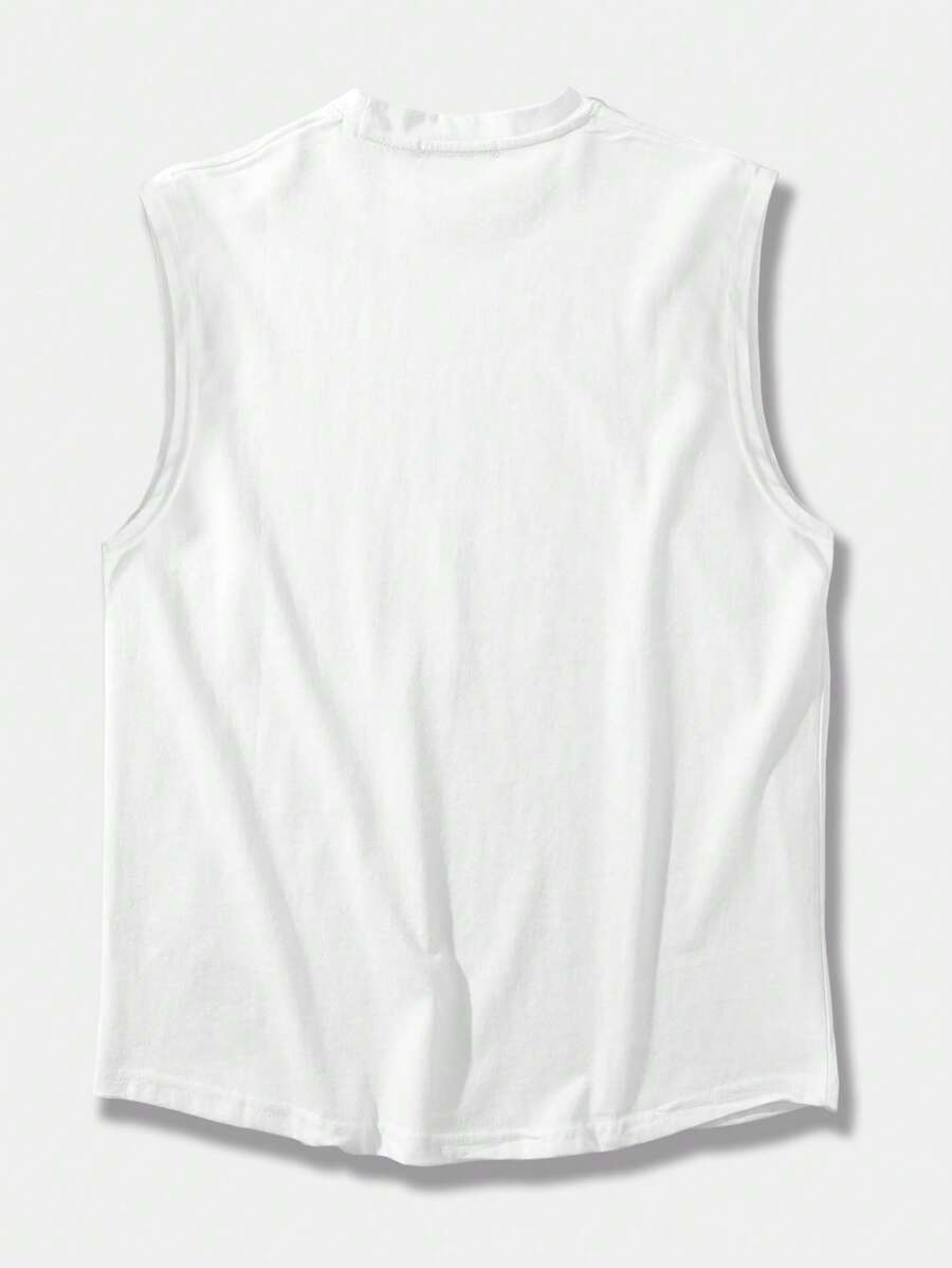 Chemise sans manches à col rond de couleur unie pour homme