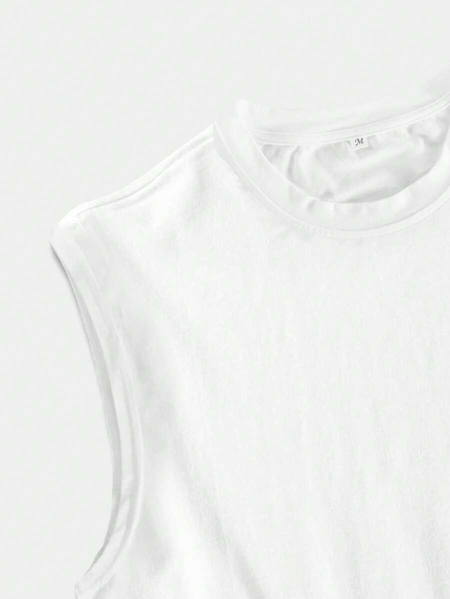 Chemise sans manches à col rond de couleur unie pour homme
