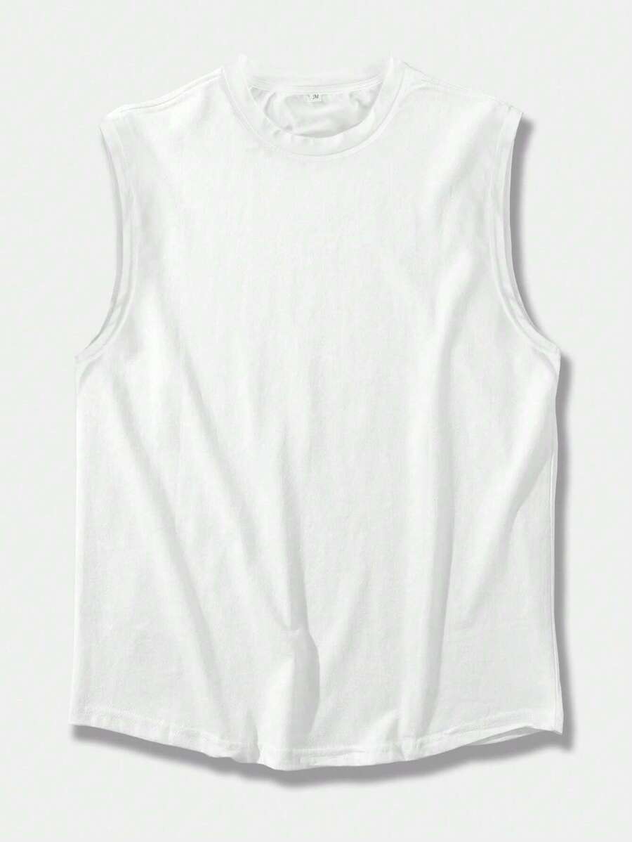 Chemise sans manches à col rond de couleur unie pour homme