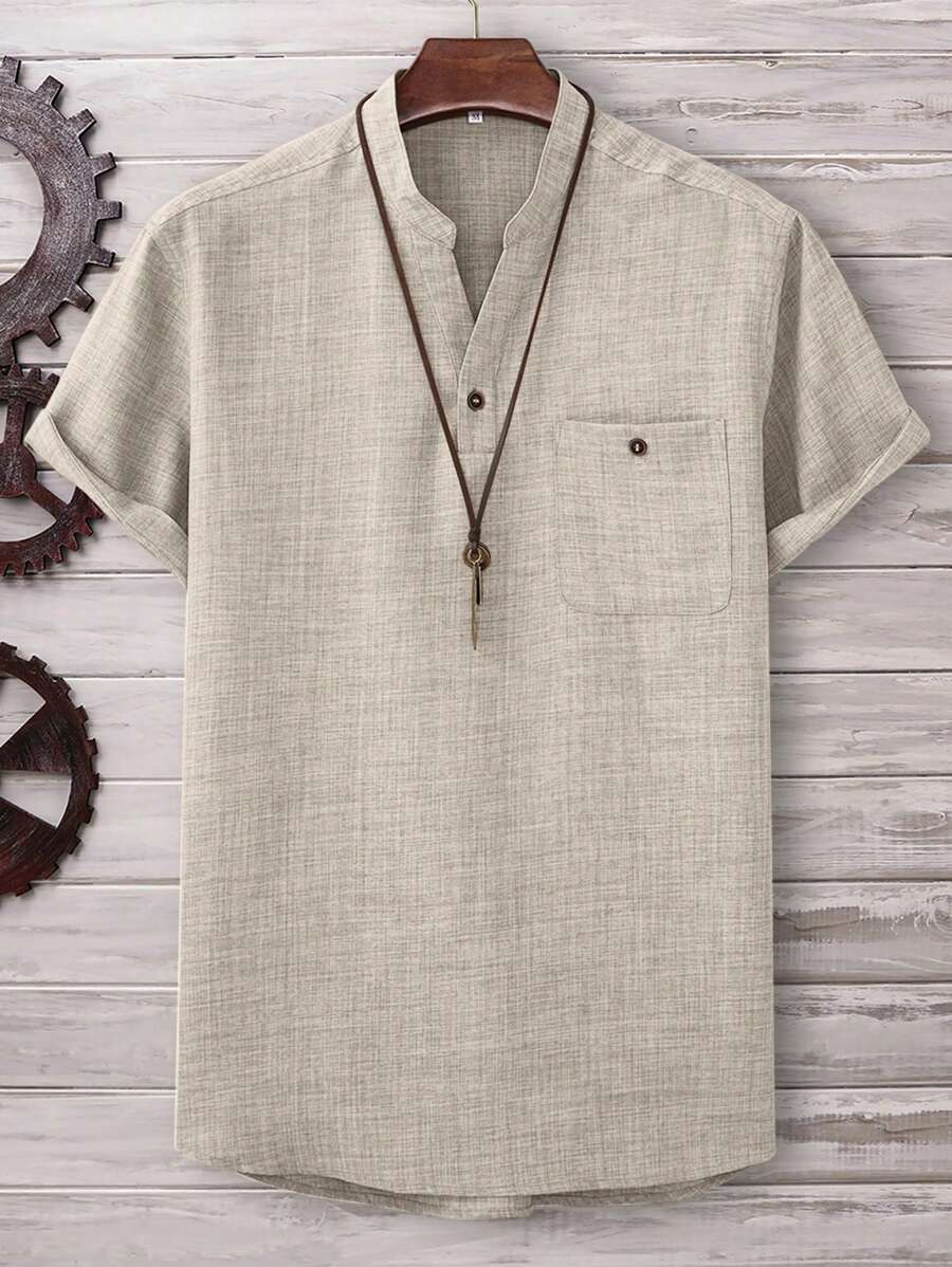Chemise ample en lin avec poche – Streetwear léger pour homme
