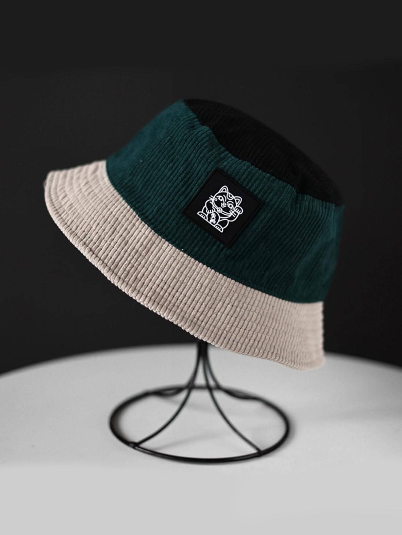 Chapeaux bobs à patchs chat et blocs de couleurs – Vêtements de soleil d'extérieur