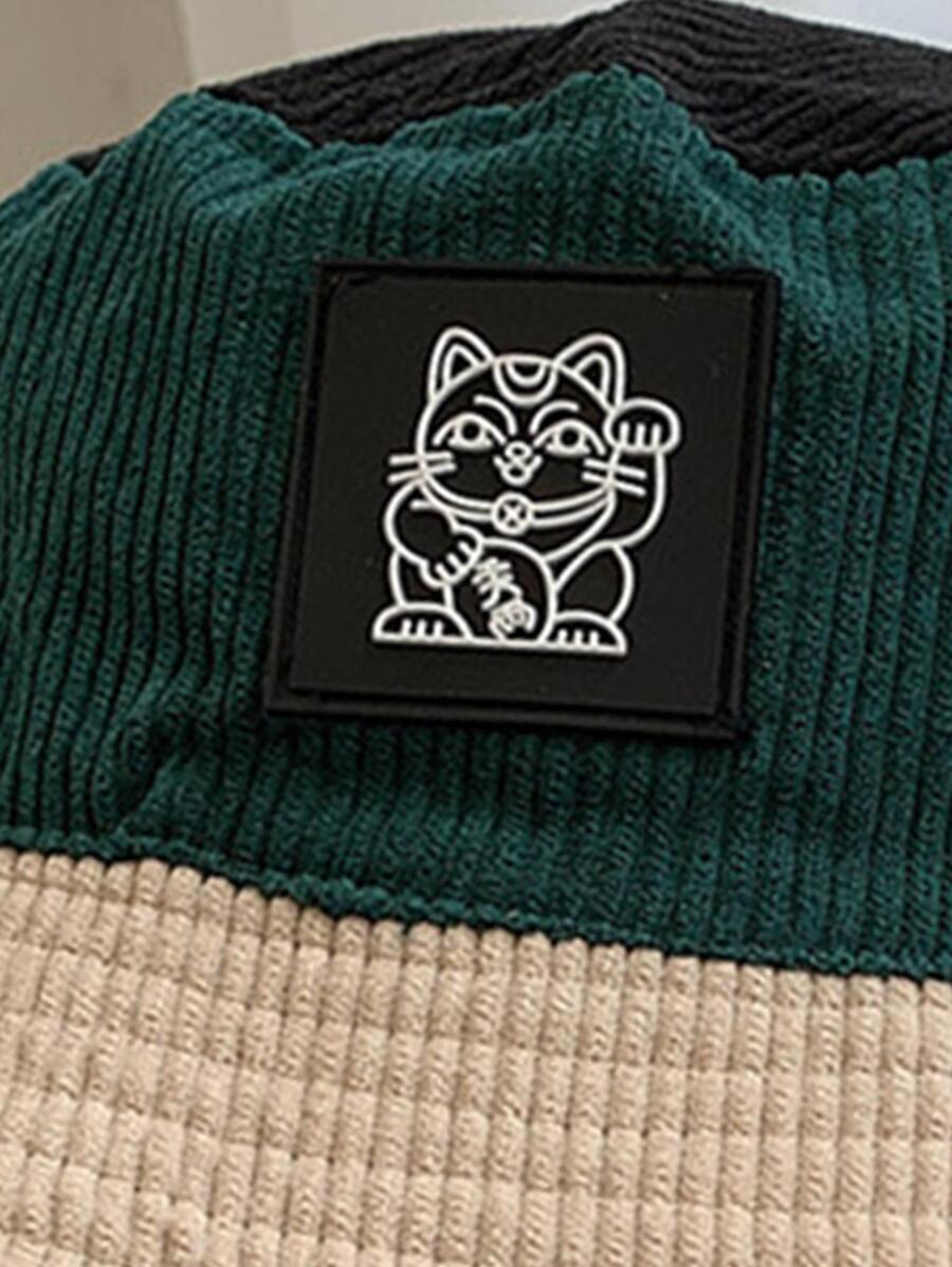 Chapeaux bobs à patchs chat et blocs de couleurs – Vêtements de soleil d'extérieur