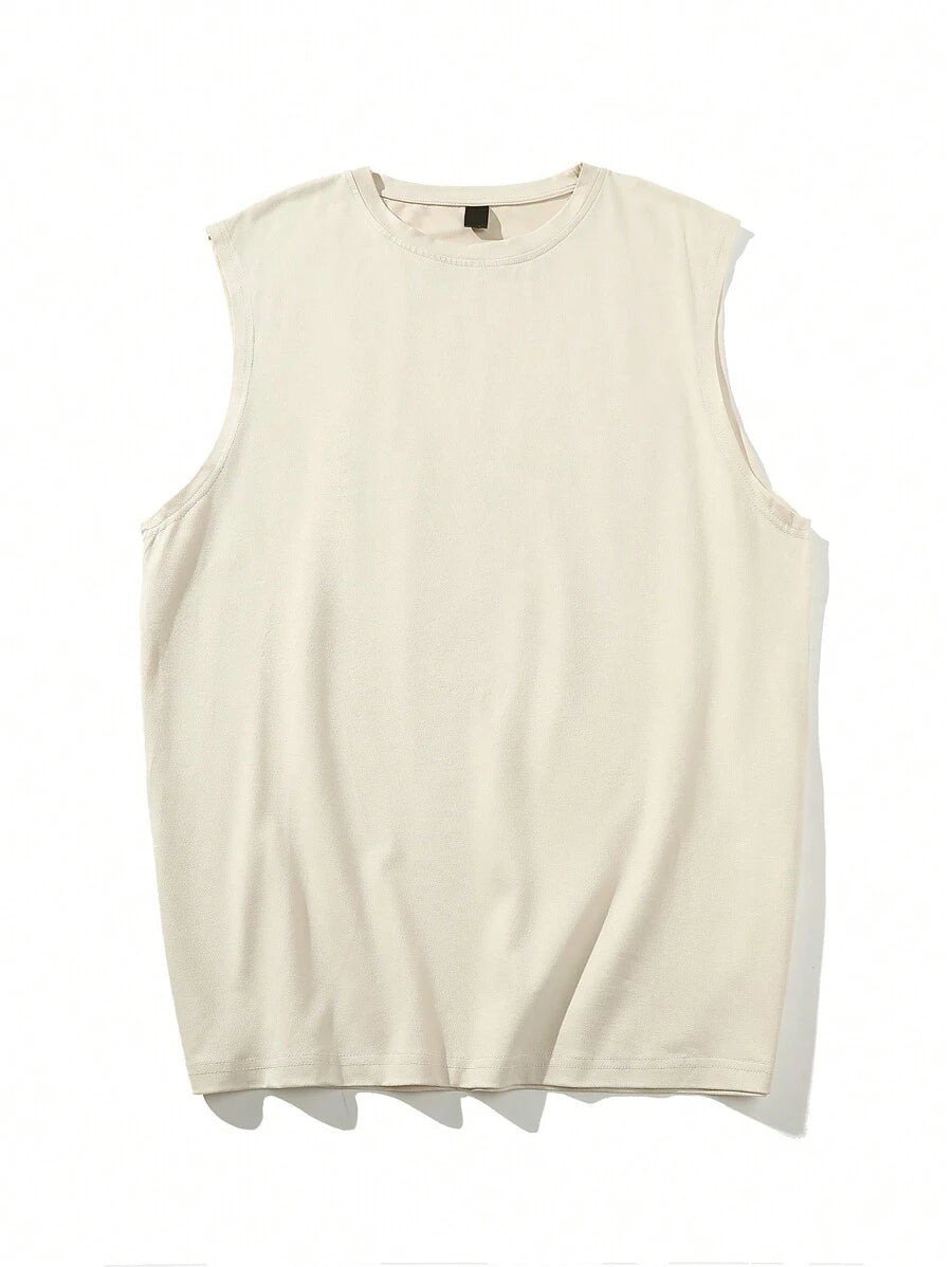 Chemise sans manches à col rond de couleur unie pour homme
