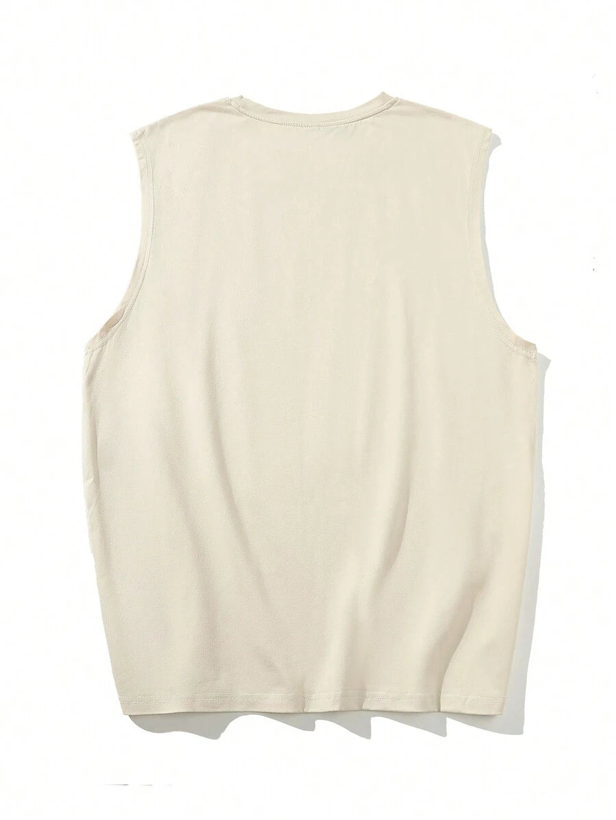 Chemise sans manches à col rond de couleur unie pour homme