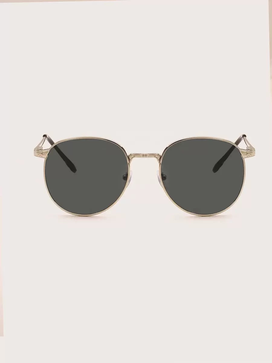 Lunettes de soleil rétro décoratives à monture métallique de style aviateur