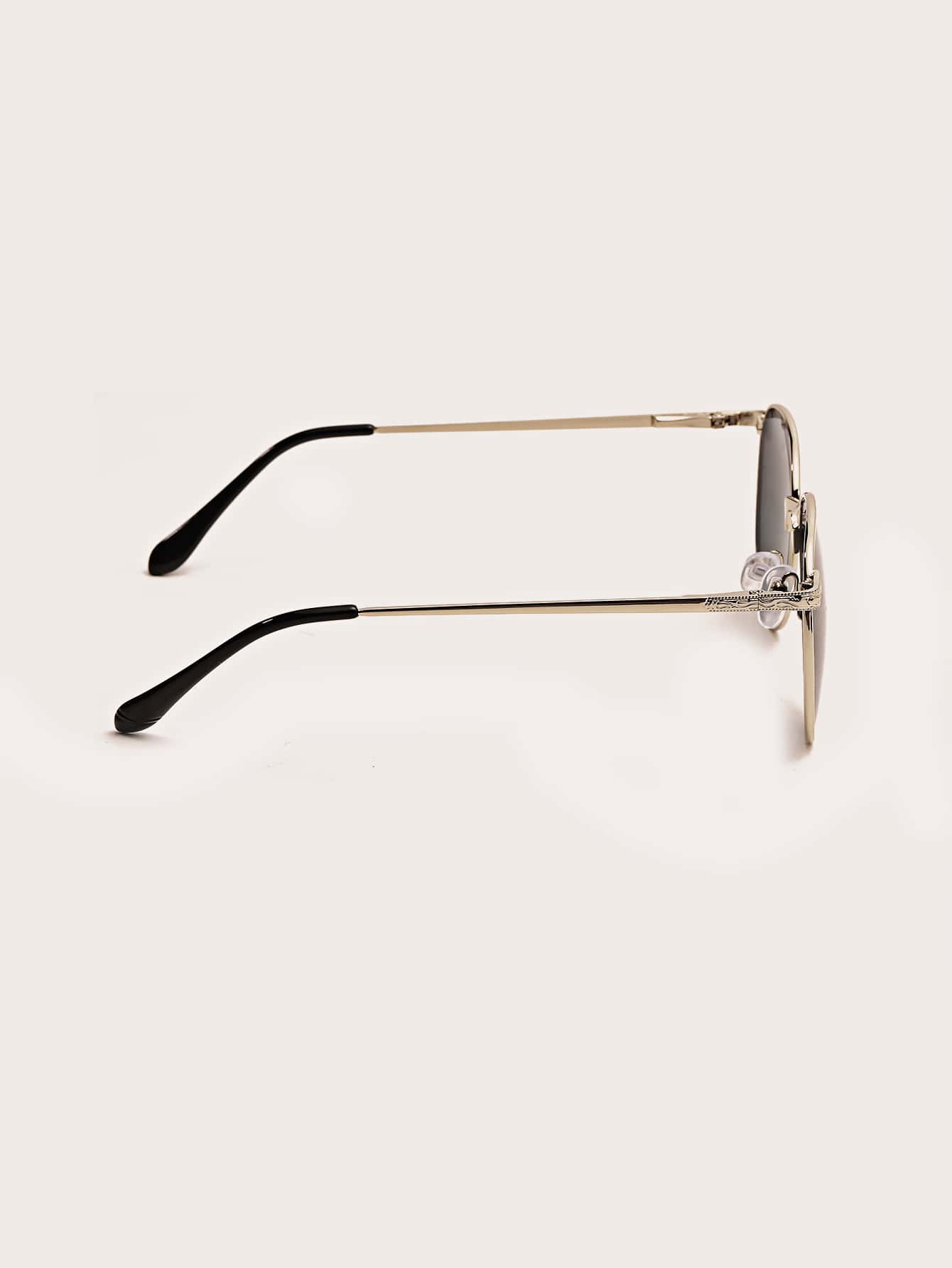 Lunettes de soleil rétro décoratives à monture métallique de style aviateur