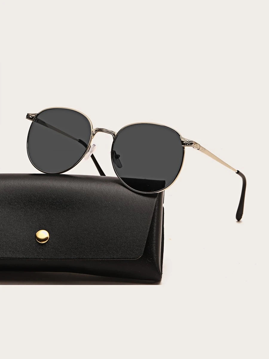 Lunettes de soleil rétro décoratives à monture métallique de style aviateur
