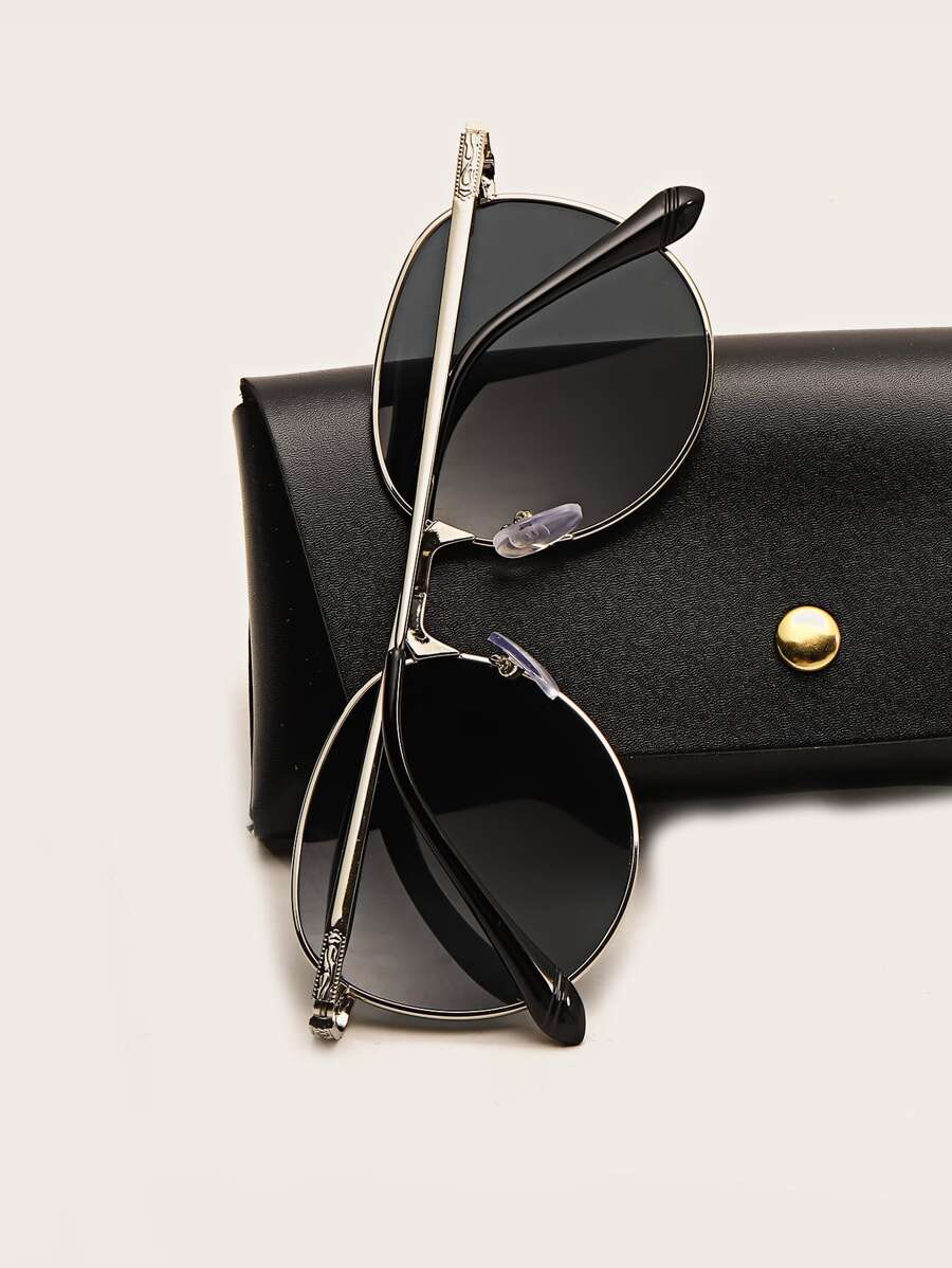 Lunettes de soleil rétro décoratives à monture métallique de style aviateur