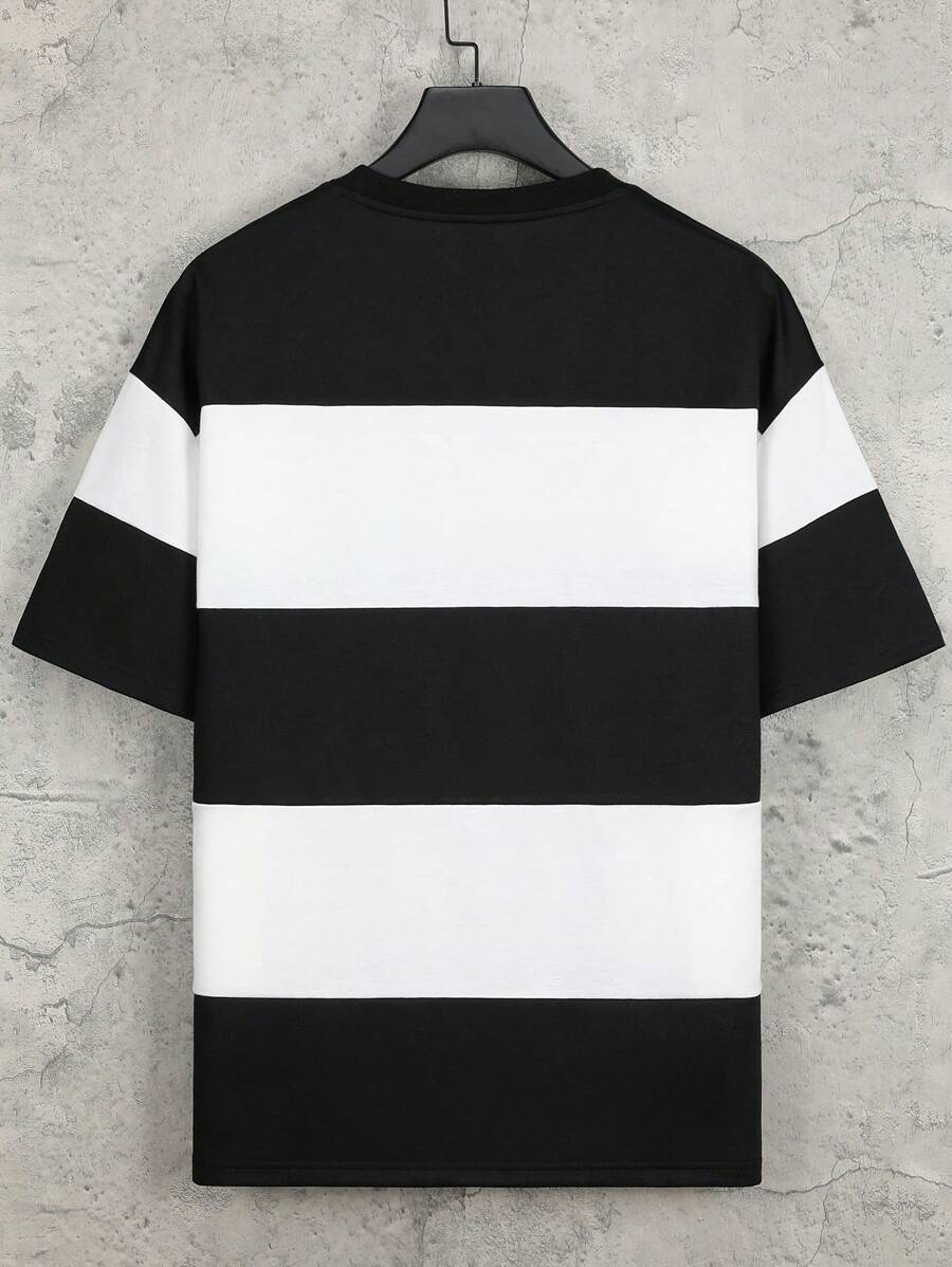 Chemise à col rond manches courtes rayée style casual tendance