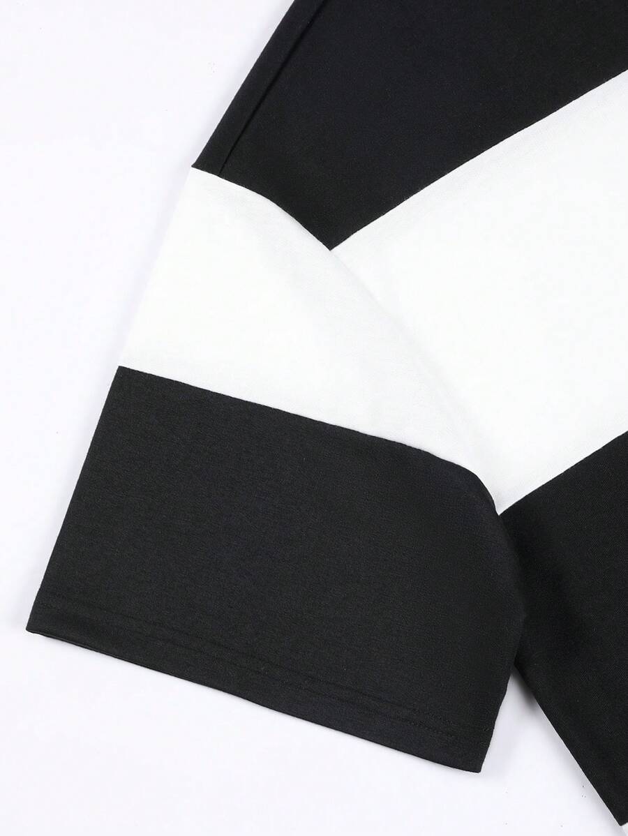 Chemise à col rond manches courtes rayée style casual tendance
