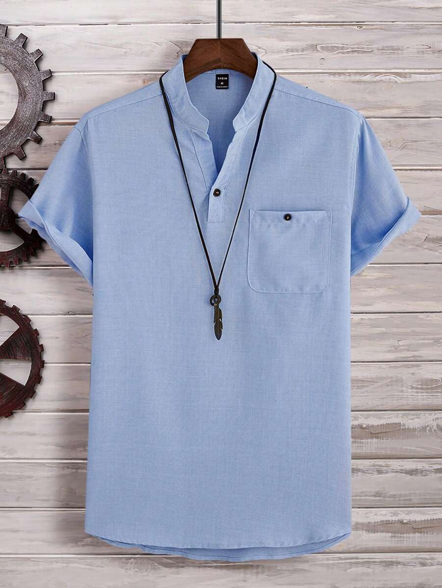 Chemise ample en lin avec poche – Streetwear léger pour homme