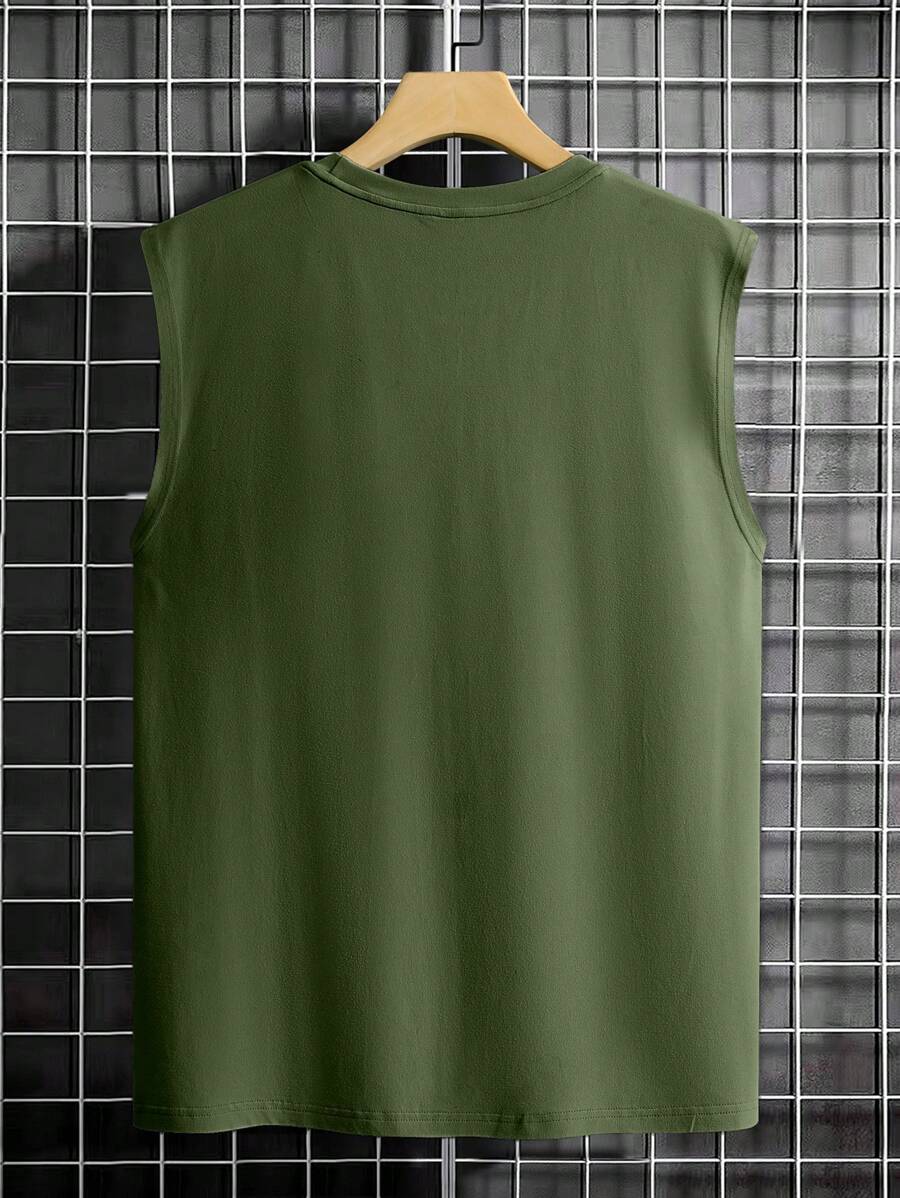 Chemise sans manches à col rond de couleur unie pour homme
