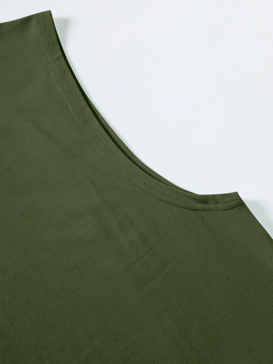 Chemise sans manches à col rond de couleur unie pour homme