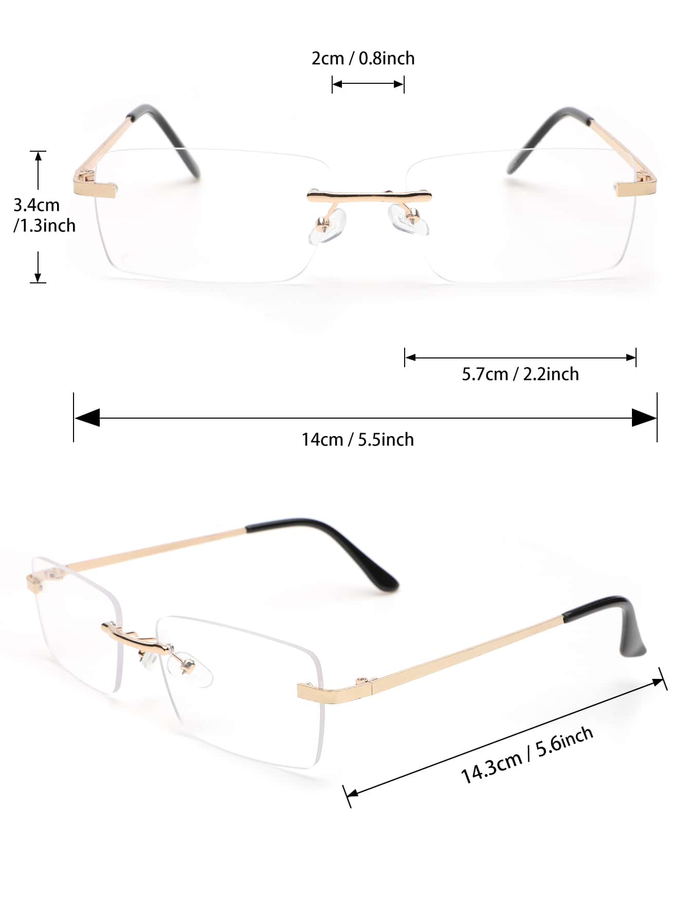 Lunettes de soleil rétro carrées sans monture pour hommes