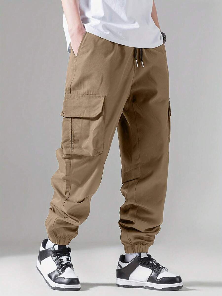 Pantalon cargo streetwear décontracté avec cordon de serrage pour homme
