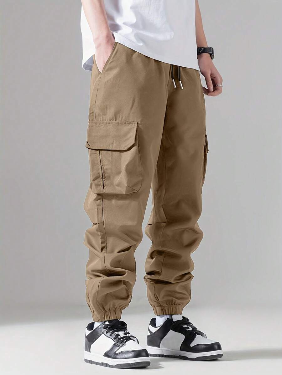 Pantalon cargo streetwear décontracté avec cordon de serrage pour homme