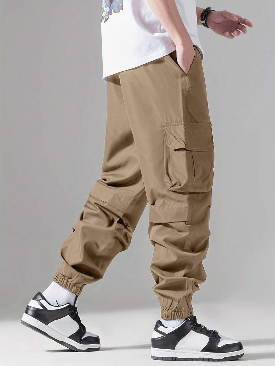 Pantalon cargo streetwear décontracté avec cordon de serrage pour homme