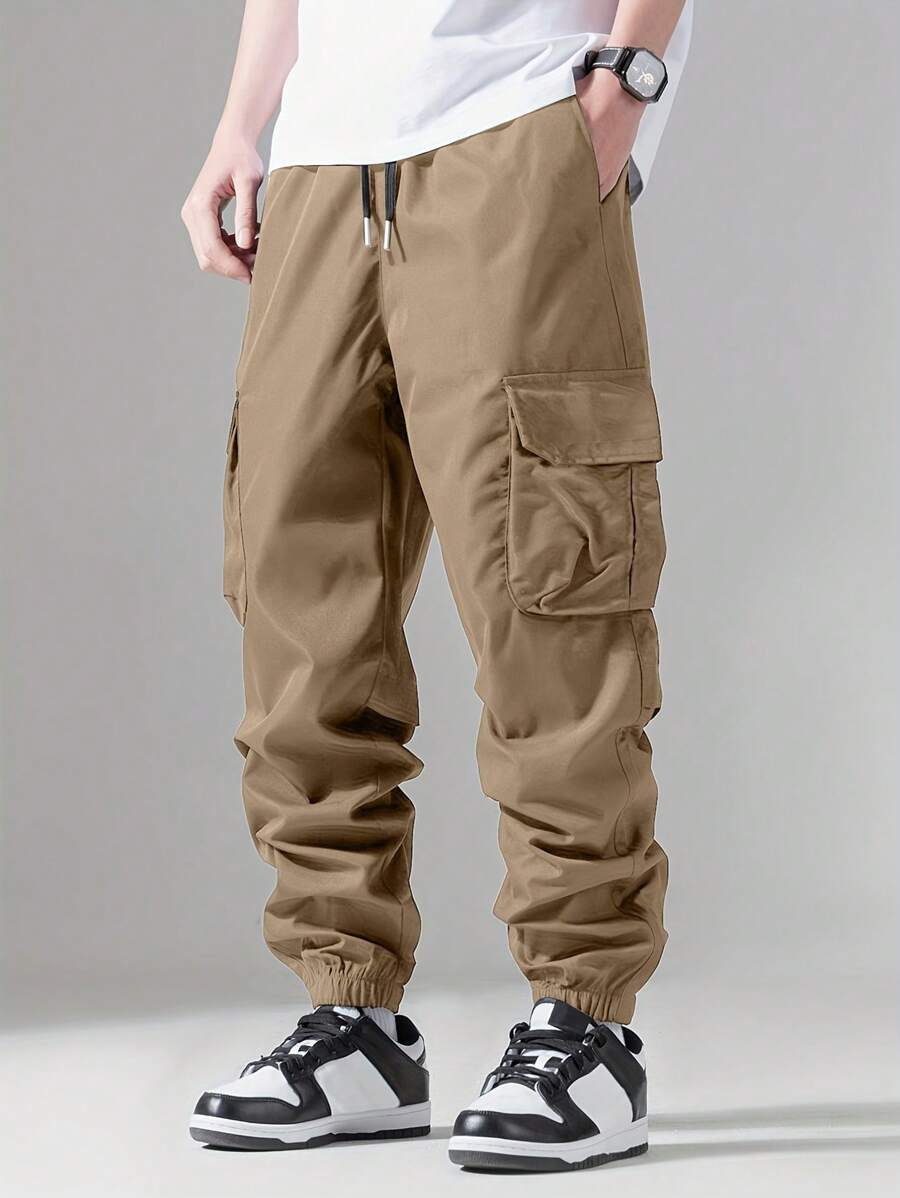 Pantalon cargo streetwear décontracté avec cordon de serrage pour homme