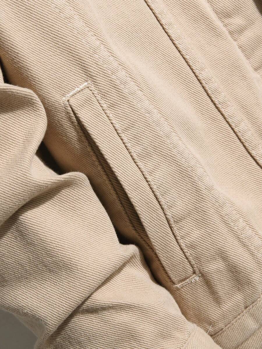 Chemise en jean décontractée unie avec poche à rabat pour homme