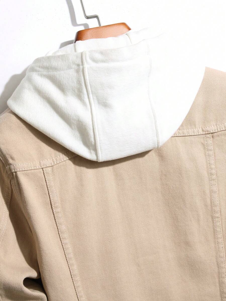 Chemise en jean décontractée unie avec poche à rabat pour homme