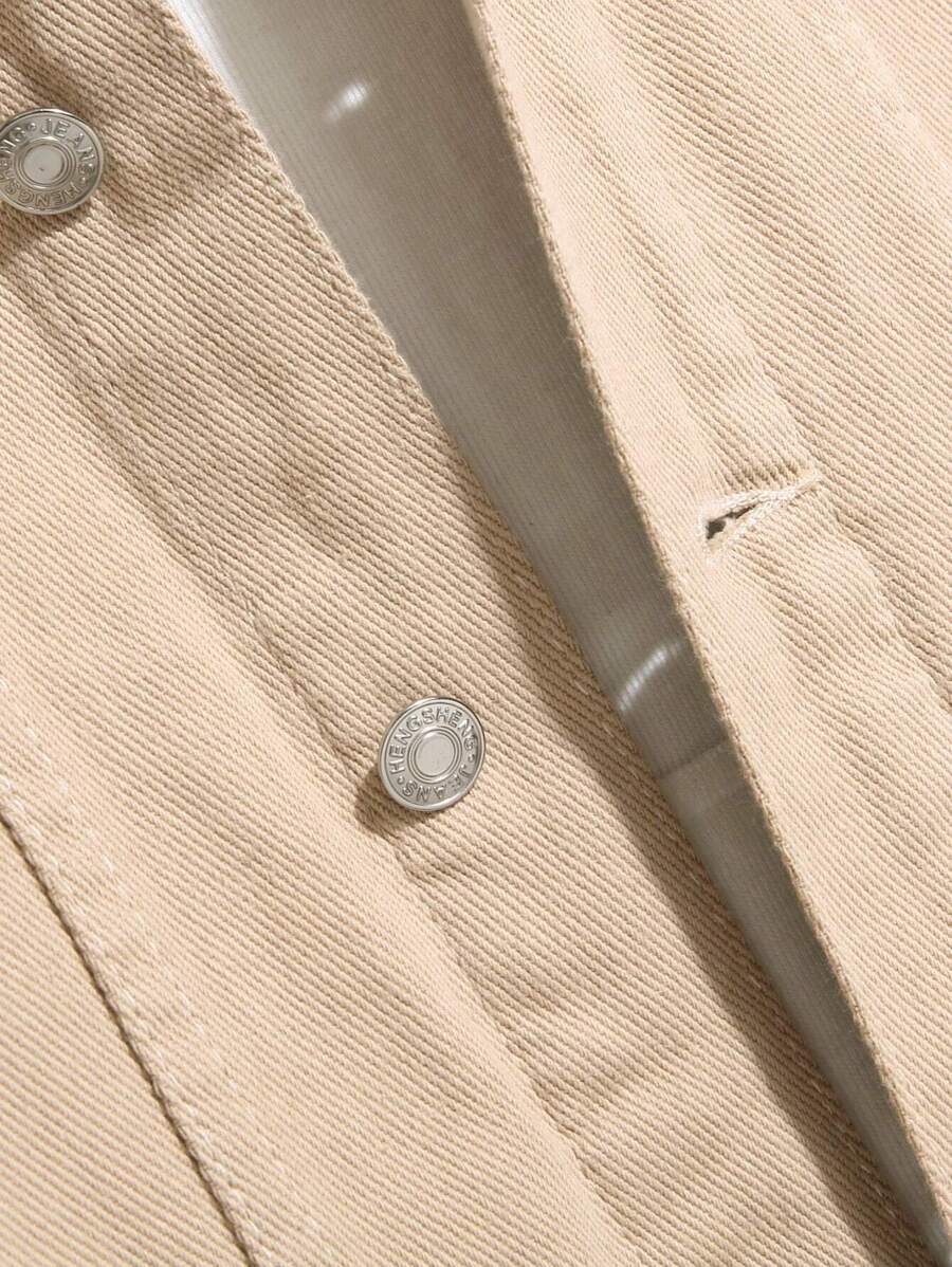 Chemise en jean décontractée unie avec poche à rabat pour homme