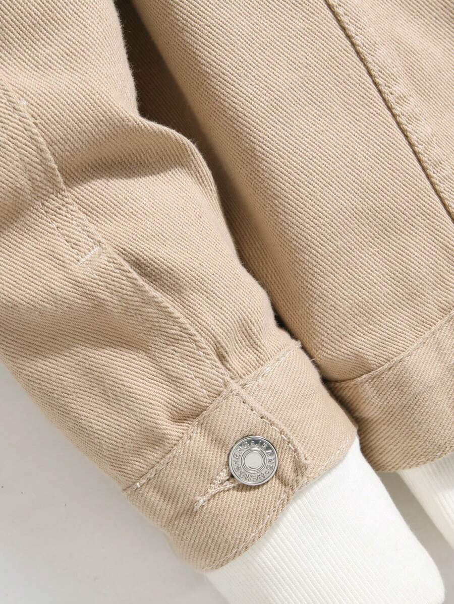 Chemise en jean décontractée unie avec poche à rabat pour homme