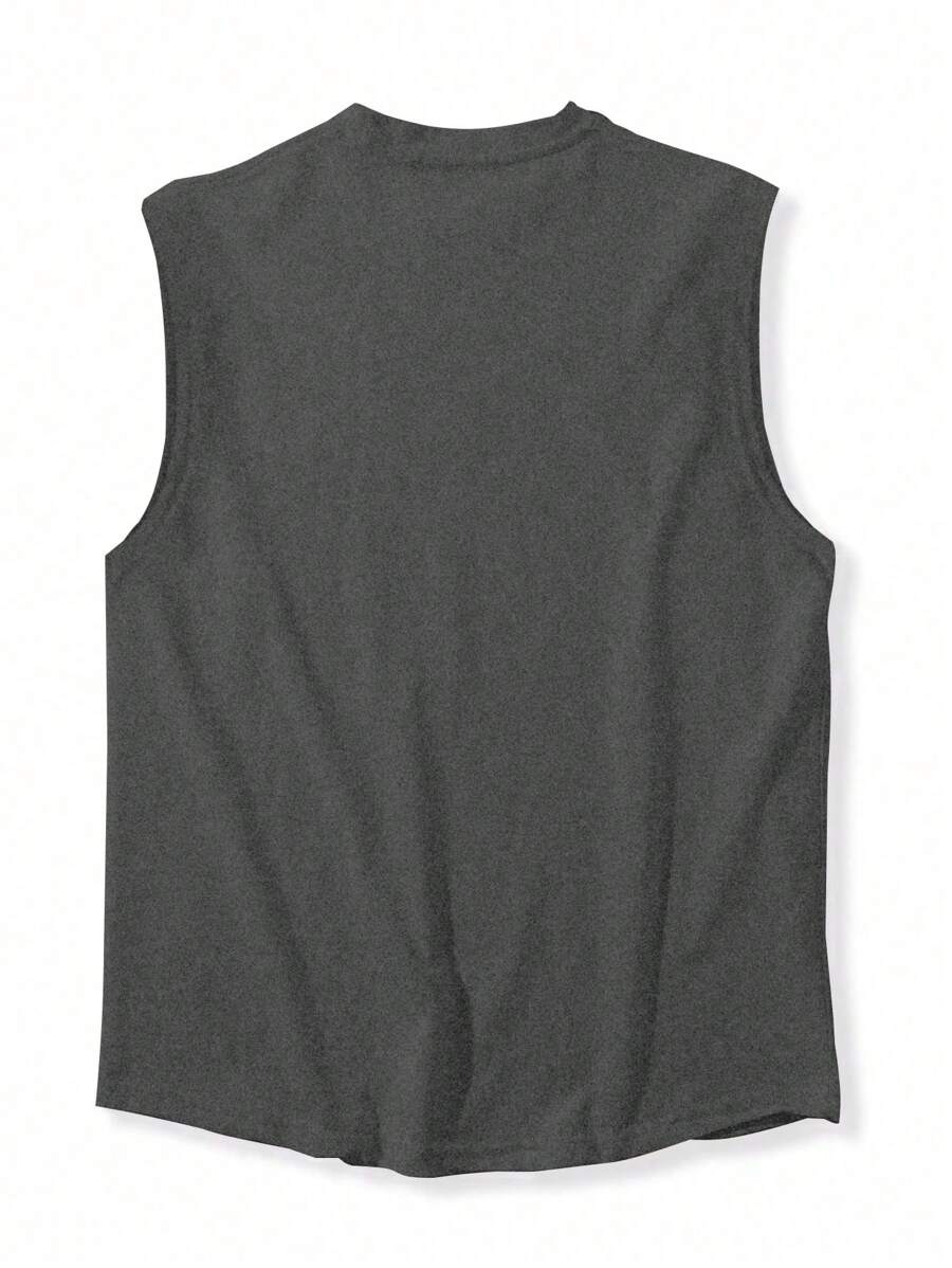 Chemise sans manches à col rond de couleur unie pour homme