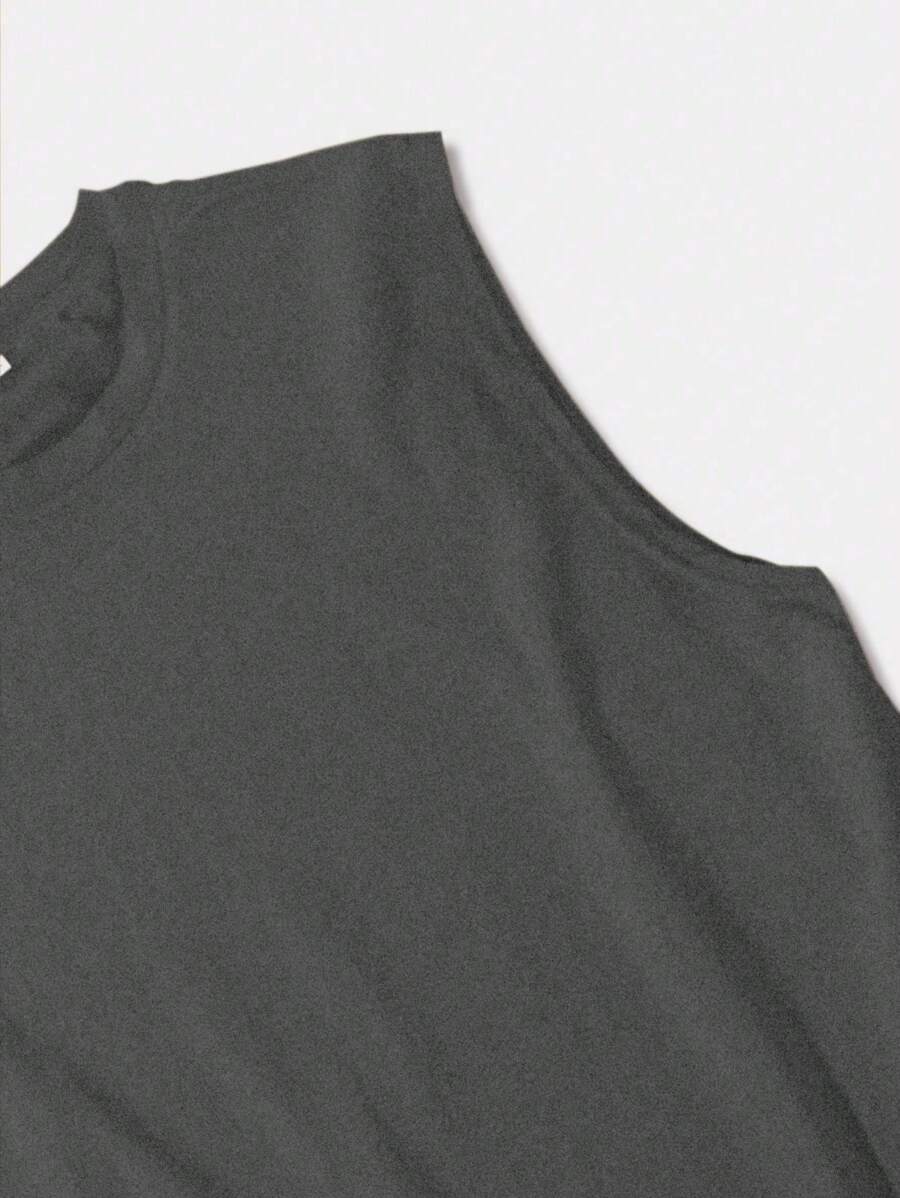 Chemise sans manches à col rond de couleur unie pour homme