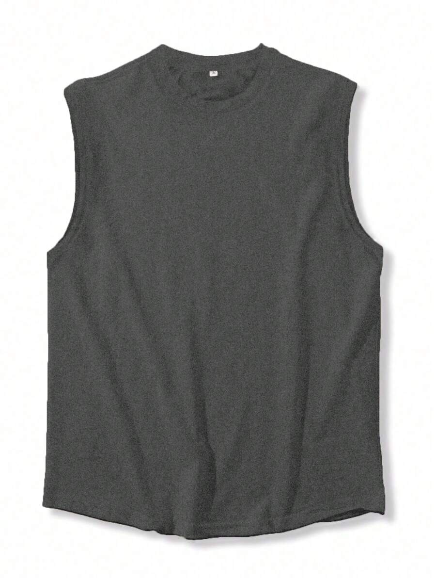 Chemise sans manches à col rond de couleur unie pour homme