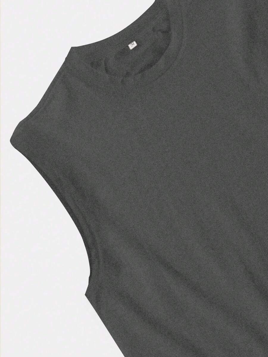 Chemise sans manches à col rond de couleur unie pour homme